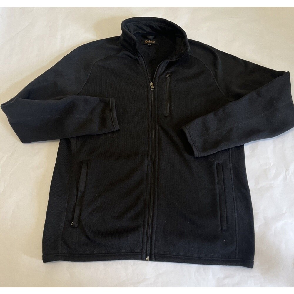 QUINCE Men's Weatherproof Fleece Jacket Full Zipper Black Size Large